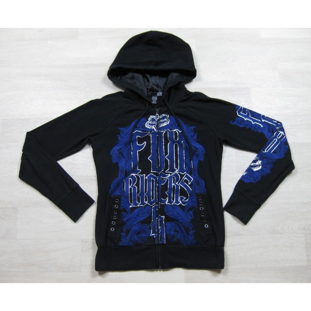 Vintage Y2K Fox Racing Zip Up Hoodie Womens (S) AOP Sleeve Hit Motocross Racing